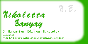 nikoletta banyay business card